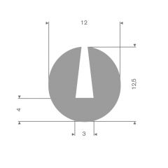 Profil en U 3 mm gris caoutchouc compact