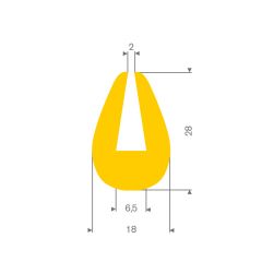 Profil en U 6.5 mm jaune caoutchouc compact