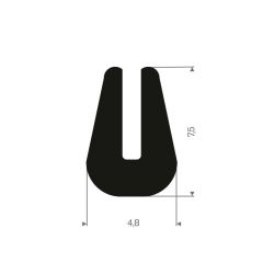 Profil en U 1.5 mm caoutchouc compact