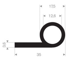 Profil P  35 - 17.5 mm caoutchouc compact