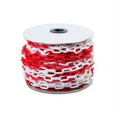 Chaine plastique rouge et blanche 8 mm - 50 m