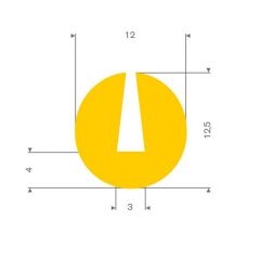 Profil en U 3 mm jaune caoutchouc compact